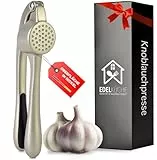 EdelKüche Premium Knoblauchpresse für Knoblauch & Ingwer (ohne Schälen) | Spülmaschinenfest | Ingwerpresse, Küchenutensil, Küchenwerkzeug | Praktisch und Pflegeleicht | Einfaches Pressen (Nickel)