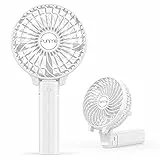Funme Handventilator Akku Mini Ventilator Tragbar Lüfter Aufladbarer Akku 3-10 Std Leiser Tischventilator 180° Faltbarer Kleiner Kinder Handventilator für Büro Reisen Camping Weiß