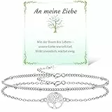 JANDY SHINE Lebensbaum Armband für Damen 925 Sterling Silber Valentinstag Muttertag Geburtstag Weihnachten Geschenk für Frau Freundin Sie Verstellbare 2 Stück