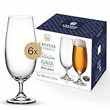 Crystal Bohemia Biergläser - 6er Set, je 380 ml, spülmaschinenfest, langlebig, kratzfest & elegant - Hochwertige Gläser aus Kristallglas - Ideal als Geschenk für Bierliebhaber