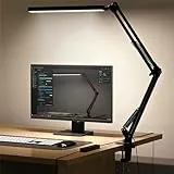 Meltrck 1200LM Klemmlampe, LED Schreibtischlampe Dimmbar mit 66cm Gelenkarm, 32.5cm Breiter Kopf, Augenschutz Klemmleuchte, Touch & Timer für Büro (Schwarz)
