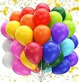 LOCKII® 100 Luftballons plus 6 Tier Folienballon Heliumballons aus Naturlatx – Luftballon Band inklusiv - bunte Farbmischung Auswahl - für Geburtstag Party, Hochzeit Party Helium Ballons Set LOCKII