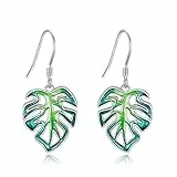 VONALA Monstera Blatt Ohrringe Damen 925 Sterling Silber Grüne Pflanzen Schmuck Natur Dangle Ohrringe Geschenk für Frauen
