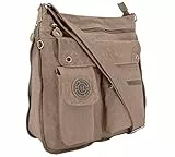 ekavale - leichte Damen-Umhängetasche - Praktische Crossbody-Handtasche - mit vielen fächern - Schultertasche - wasserabweisende Damentasche (Stone)