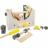 small foot Werkzeugkasten 2in1 'Miniwob' aus Holz, auch als Werkbank nutzbar, mit Kinderwerkzeugen, ab 3 Jahren, 11809