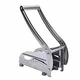 Asixxsix Pommes-Frites-Schneider, Kartoffelschneider aus Edelstahl mit 2 Austauschbaren Klingen und Rutschfester Saugbasis, für Kartoffeln, Karotten, Gurken, Zwiebeln, Zucchini