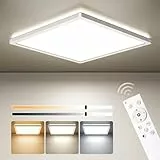 Matane LED Deckenleuchte Dimmbar, 24W Deckenlampe mit Fernbedienung, Panel Flach 3000K-6500K 2400lm Kalt/Warm/Neutralweiß für Wohnzimmer Schlafzimmer Kinderzimmer Badezimmer Modern Eckig, 30x2.5cm
