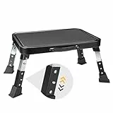 BONTEC 3-stufig höhenverstellbarer klappbarer Tritthocker mit rutschfester Plattform und Gummifüßen, tragbare Leiter für Erwachsene, Senioren und Kinder, max. 150 kg, faltbar, ideal für Küche und Büro