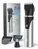 Cleanwise Bodygroomer Set Intimrasierer Mann mit Nasenhaartrimmer 2-in-1, Schmerzfreier Wiederaufladbarer Körperrasierer Herren für Beine Brust Achselhöhle Leiste Nase und Ohren, 2 Empfindliche Kämme