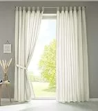 Gardinenbox 2er Set Vorhänge Schal Schlaufen »Berlin« HxB 245x140 cm Creme Blickdicht Microsatin Lichtdurchlässig Kräuselband Uni Matt, 20400N2