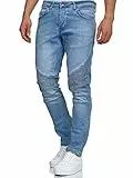 Tazzio Jeans Herren Slim Fit Biker Destroyed Look Stretch Jeanshose Hose Denim 16517 (40W/32L, Hellblau)
