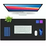 K Knodel Schreibtischunterlage, 90cm x 43cm PVC-Leder Tischunterlage, Wasserdichte Laptop Unterlage für Büro (Schwarz)