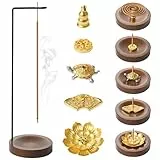 Räucherstäbchen Halter Holz, Upside Down Incense Holder mit Kegel Spule, Wood Räucherstäbchenhalter mit Kegel Spule, Räucherstäbchen Halterung für Meditation Yoga Wohnzimmer Dekoration