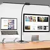 EppieBasic 24W Doppelkopf Schreibtischlampe LED Dimmbar mit Metallbasis, 80cm Groß Schreibtischlampe für Homeoffice, Augenschutz Schwanenhals Büro Tischlampe, Monitor Lampe, Tageslichtlampe - Schwarz