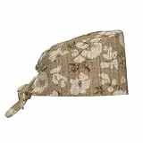 Woshuwo Strickmütze mit weißem Blumenmuster, Beige