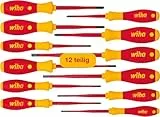 Wiha Schraubendreher Set 12-teilig, VDE geprüft, isoliert 1.000 V (41003) I Profi Schraubenzieher Set mit dünner Spitze Schlitz/Kreuz/Kreuzschlitz/Torx/Plusminus I Elektriker Werkzeug