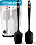 DI ORO Seamless Series 2-teiliges Silikon-Pro-XL-Löffel- und Spatel-Set, hitzebeständig, antihaftbeschichtet, kommerzielle Qualität, Küchenutensilien – große Schaber zum Mischen und Backen (schwarz)