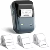 NIIMBOT B1 Bluetooth Etikettendrucker mit 3 Etiketten, Breite wasserfeste Etiketten, Vielseitige App mit 30 Schriftarten und über 1500 Icons, Etikettiergerät für Einzelhandel, Büro, Organisation