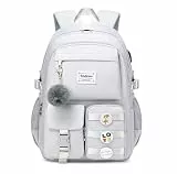 Wadirum Niedliche Laptop-Rucksack für Mädchen Mode College Tasche Frauen Rucksack Geldbörse Grau