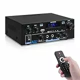 HiFi-Verstärker AK55 Bluetooth Stereo-Audioverstärker Receiver 2 Kanäle 70WX2 Max. 600W Digitale Endverstärker Soundverstärker 12V/ 220V für Zuhause oder Auto
