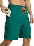 Arcweg Badehose Cargo Shorts Herren Lang Badeshorts mit Mesh Innenfutter Schnelltrocknende Schwimmshorts mit vielen Taschen für Strand, Urlaub & Freizeit Türkis M（EU