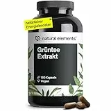 natural elements Grüntee Extrakt – 180 Kapseln – 1998 mg Grüntee Extrakt pro Tagesdosis – mit EGCG und Polyphenolen – vegan, hochdosiert, ohne unnötige Zusätze – laborgeprüfte Qualität