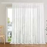 Deconovo Stores Gardinen mit Kräuselband Sheer Voile Vorhang Weiß Vorhänge für Schienen Halbtransparent Gardinenschal für Wohnzimmer Schlafzimmer Dekoschal, H 220 x B 300 cm, 1er Set