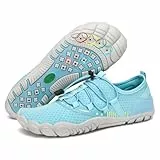 SAGUARO Badeschuhe Damen Wasserschuhe Herren Schwimmschuhe Schnelltrocknende Aquaschuhe Barfußschuhe Strandschuhe rutschfeste Neoprenschuhe Leicht Surfschuhe Tauchschuhe Meeresschuh Hellblau,Gr.38