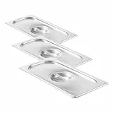 HENDI Gastronorm Deckel, geeignet für Gastronormbehälter, Chafing Dishes, Bain-marie, Backöfen, Gefrierschränke, temperaturbeständig von -40° bis 250°C, GN 1/3, 325x176mm, Edelstahl (Packung mit 3)