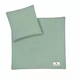 Julius Zöllner Musselin Kinderbettwäsche 80x80 + 35x40 cm | 2-teiliges Set aus Deckenbezug und Kissenbezug aus 100% Baumwollmusselin | Oeko-TEX Standard 100 | grün