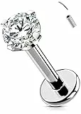OUFER Body Piercing Lippenpiercing/Piercing-Piercing, Titan, 6 mm/8 mm/10 mm/12 mm, Helix-Tragus-Ohrring, 16 g Zirkonia, Tragus, Helix, Conch, Lippenpiercing, Gehäuse, Stahl, Titan