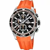 Festina Herren Uhr Analog mit Orangem Kautschukarmband - Quarzwerk - Sportliche Herrenuhr - Chronograph - Kalender - Mineralglas - Wasserdicht bis 10 ATM F20370/4 Special Prices