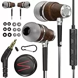 Symphonized in ear kopfhörer mit kabel und mikrofon, premium noise cancelling, 8-mm-bass, 3D-sound aus bubinga-holz, für mobilgeräte, pcs, tablets