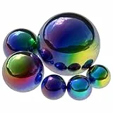 Healeved 6 Stück Regenbogen Edelstahl Gartenkugeln 15cm - Bunte Spiegelkugeln Reflektierende Dekokugeln, Wetterfest Teichkugeln für Außen Garten Terrasse Wohnzimmer Deko