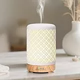Aroma Diffuser für Ätherische Öle, Glovios 100ml Duftdiffusor mit 7 Farben LED Licht und Timer, Abschaltautomatik Diffuser Keramik, Defuser Luft Aroma Öle Luftbefeuchter für Raum