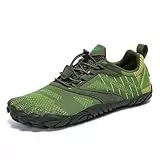 SAGUARO Barfußschuhe Herren Barfussschuhe Damen Barfuss Schuhe Zehenschuhe Outdoor Fitnessschuhe rutschfest Traillaufschuhe Barefoot Shoes mit Zero-Drop Solhe Waldgrün,Gr.44