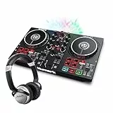 Numark Party Mix II + HF 125 – Einsteiger DJ Controller Set mit DJ-Lichtern, Mixer und DJ Kopfhörer