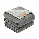 Feandrea wasserdichte Hundedecke, Sherpa Fleece Haustier Decke für extra große Hunde und Menschen, Katzen, 229 x 203 cm, XXXL, maschinenwaschbar, beidseitiger Sofabezug-Schutz, grau PPB090G01