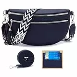 LANXINGLUO Bauchtasche Damen blau umhängetasche Damen mittelgroß Crossbody Bag Mit Kreditkartenfach und 2 Schultergurten Bags for Women