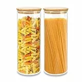 Keyoung 2 Stücke Müsli Aufbewahrung glas, Vorratsgläser mit Deckel 2100ml für Hafer, Müsli, Nudeln, Reis, Nüsse, Mehl Aufbewahrung