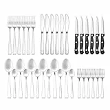 Besteck Set 6 Personen 36-teilig Edelstahl - Besteckset Spülmaschinenfest mit Steakmesser, Tafelmesser, Gabeln, Löffel, Kaffeelöffel - Rostfreies Tafelbesteck Set für 6 Personen - Modernes Design