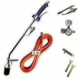 Abflammgerät 69 kW MIT PIEZOZÜNDUNG Unkrautvernichter mit Druckminderer mit Manometer und Gas-Füllstandsanzeige, Dachbrenner Anwärmbrenner Anzünder Weed Burner