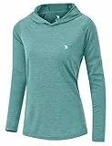 donhobo Damen Sport Langarm T-Shirts Training Fitness Kleidung Pullover Sweatshirts Longsleeves Laufshirt mit Daumenloch (Hellblau, M)