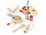 Hape Koch- & Servierset von Hape| 13-teiliges Kochset für Rollen- und Fantasiespiele mit Zubehör aus Holz