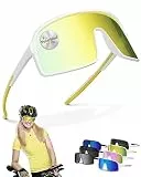 Two Horizons Sportbrille | Fahrradbrille | MTB Brille | XL Oversized HD Vision | Sportsonnenbrille polarisiert | UV400 Schutz, flexibel, ultraleicht | Sport Sonnenbrille Herren Damen | Schnelle Brille