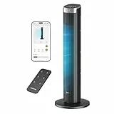 Pureborne Leiser Ventilator, 23dB Smart Turmventilator, 90° Oszillation Tower Fan, 4 Stufen, 12H Timer Turmventilatoren für Schlafzimmer, 86cm, Schwarz, 1 Pack+ 4 Modi