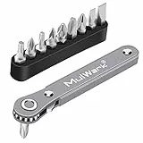 MULWARK Rechtwinkliges Schraubendreher-Set, 635 mm (1/4 Zoll)-Mini-Ratschenschlüssel mit hohem Drehmoment und niedrigem Profil, EDC-Werkzeug mit 90-Grad-Mini-Offset-Umkehrgriff