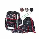 Schneiders 78395-080 - Schulranzen Ergolite Dragon Hero, 9-teiliges Set mit Schultasche, Federmäppchen, Schlamper, Sportbeutel, 3 Klett-Motiven und 2 Leuchtstäben