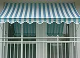 Angerer Freizeitmöbel GmbH Klemmmarkise Standard - Markise für Sonnenschutz - Montage ohne Bohren und Dübeln - ideale Balkonmarkise für Mietwohnungen (Blau-Weiß, 300 cm)