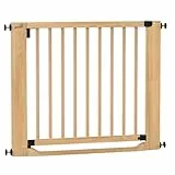 Geuther Easylock Flat Step Treppenschutzgitter ohne Bohren 95-103 cm Breite, Türschutzgitter zum Klemmen aus Buchenholz, mit flachem Steg & beidseitig öffnend I Kindergitter Treppe, Kinderschutzgitter
